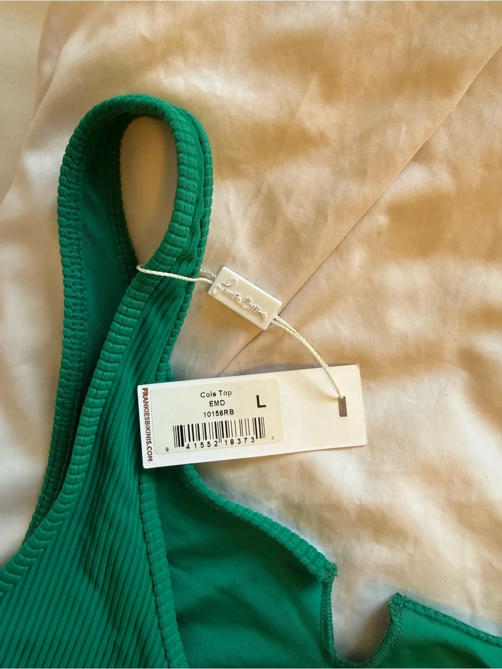 Frankie's Bikinis Emerald Ribbed Tank Top NWT